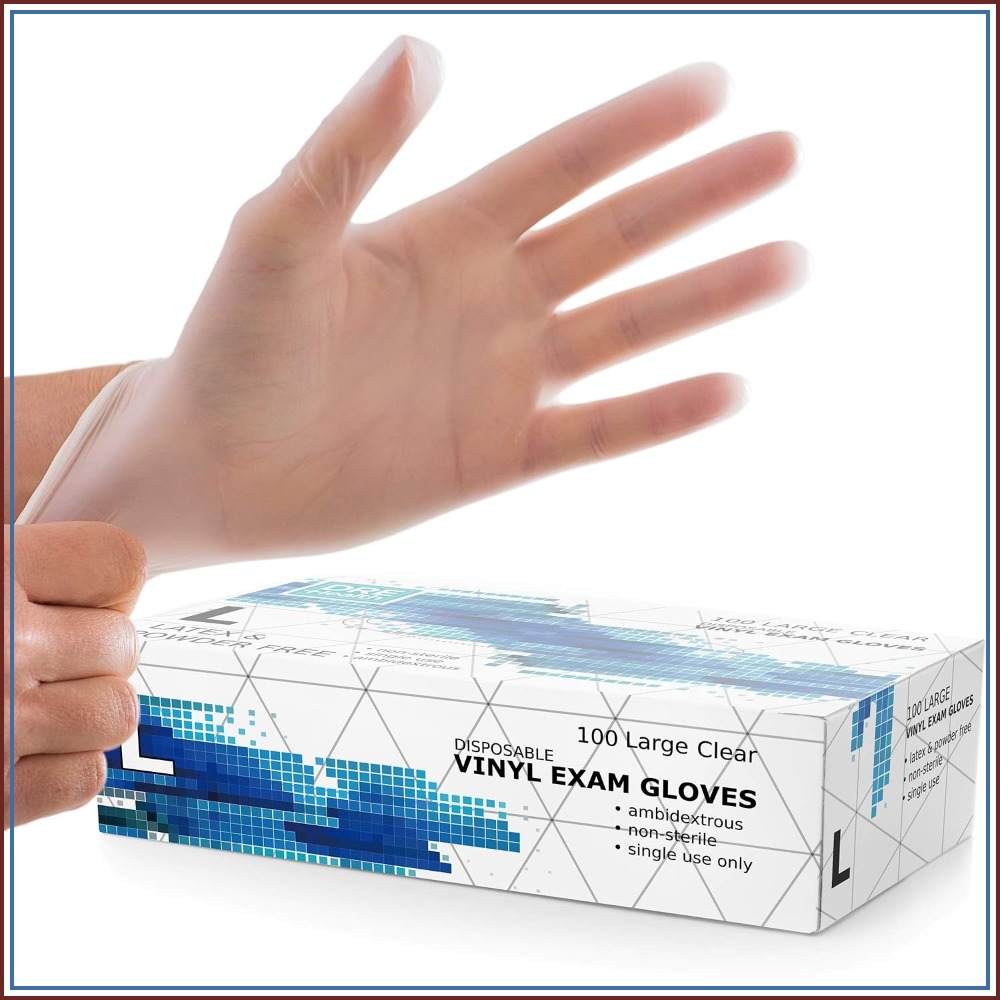 Exam Glove Nitrile - Large Vinyl Exam Gloves, 100 Pack,