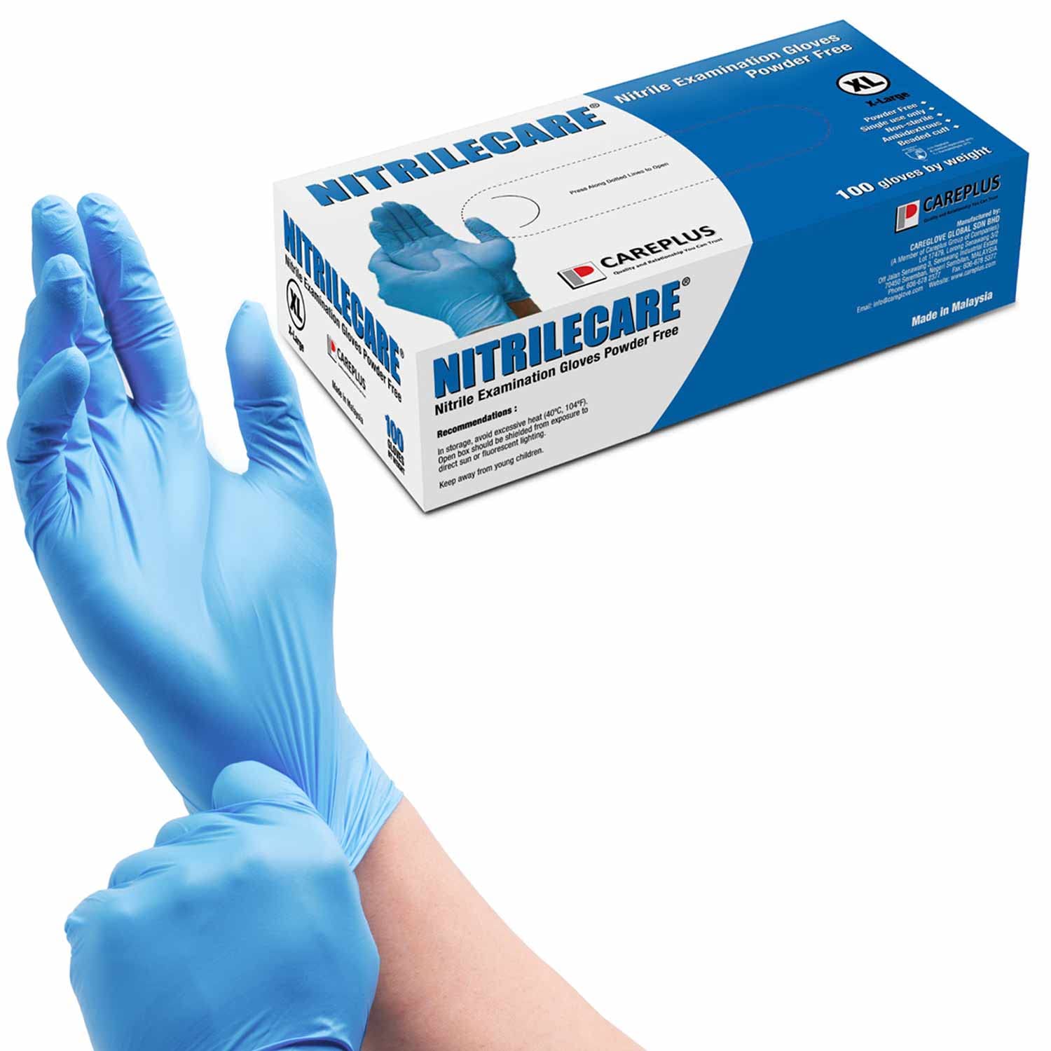 Exam Glove Nitrile - NITRILECARE Blue Nitrile Exam Gloves, 100-Count