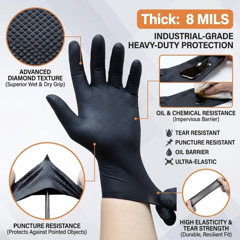 Heavy Duty Black Industrial Ni - Nitrile Mechanic Glove recensie en prijs