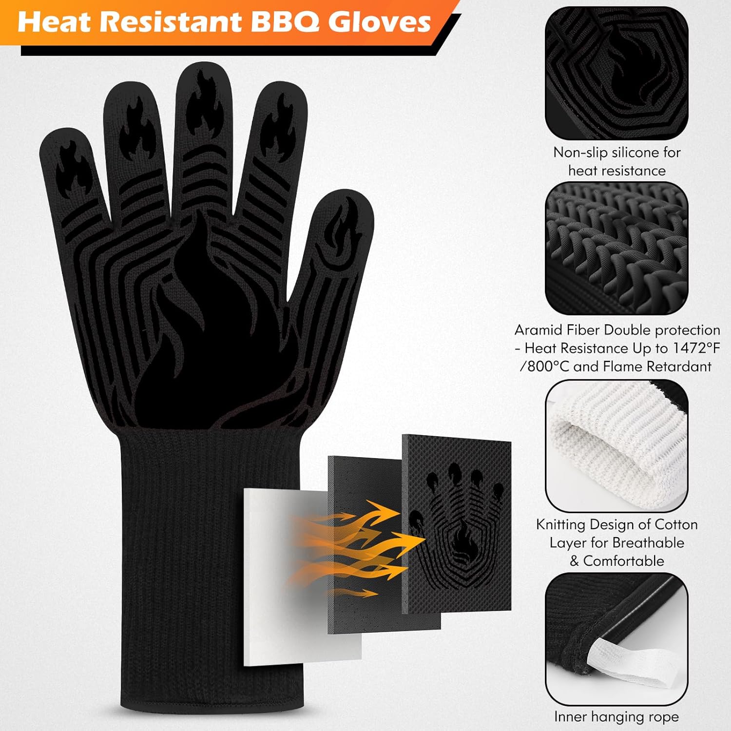1472°F Heat Resistant BBQ Glov - Oven Mitt Silicone recensie en prijs