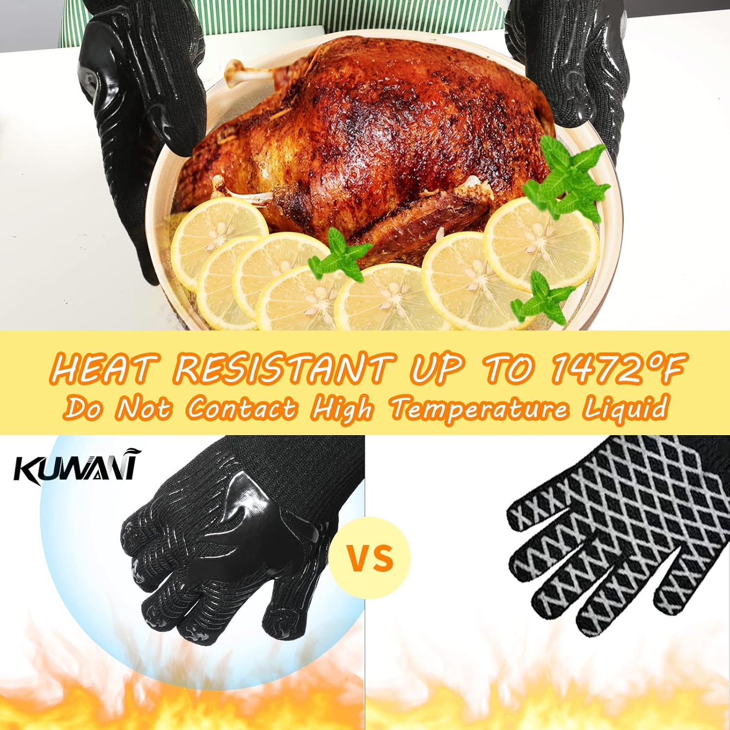 1472°F Heat Resistant BBQ Glov - Oven Mitt Silicone recensie en prijs