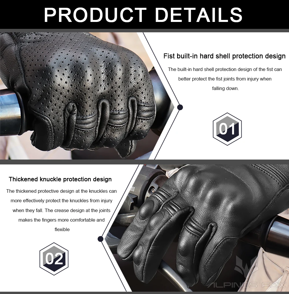 Unisex Vintage Leather Motorcy - Motorcycle Glove Knuckle recensie en prijs
