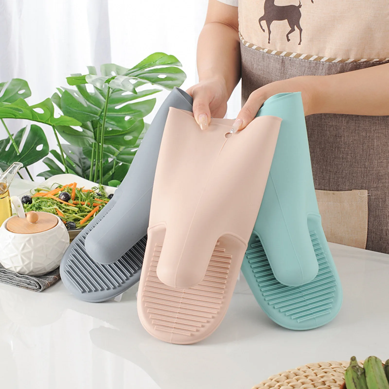 1/2Pcs Long Thickened Oven Glo - Oven Mitt Silicone recensie en prijs