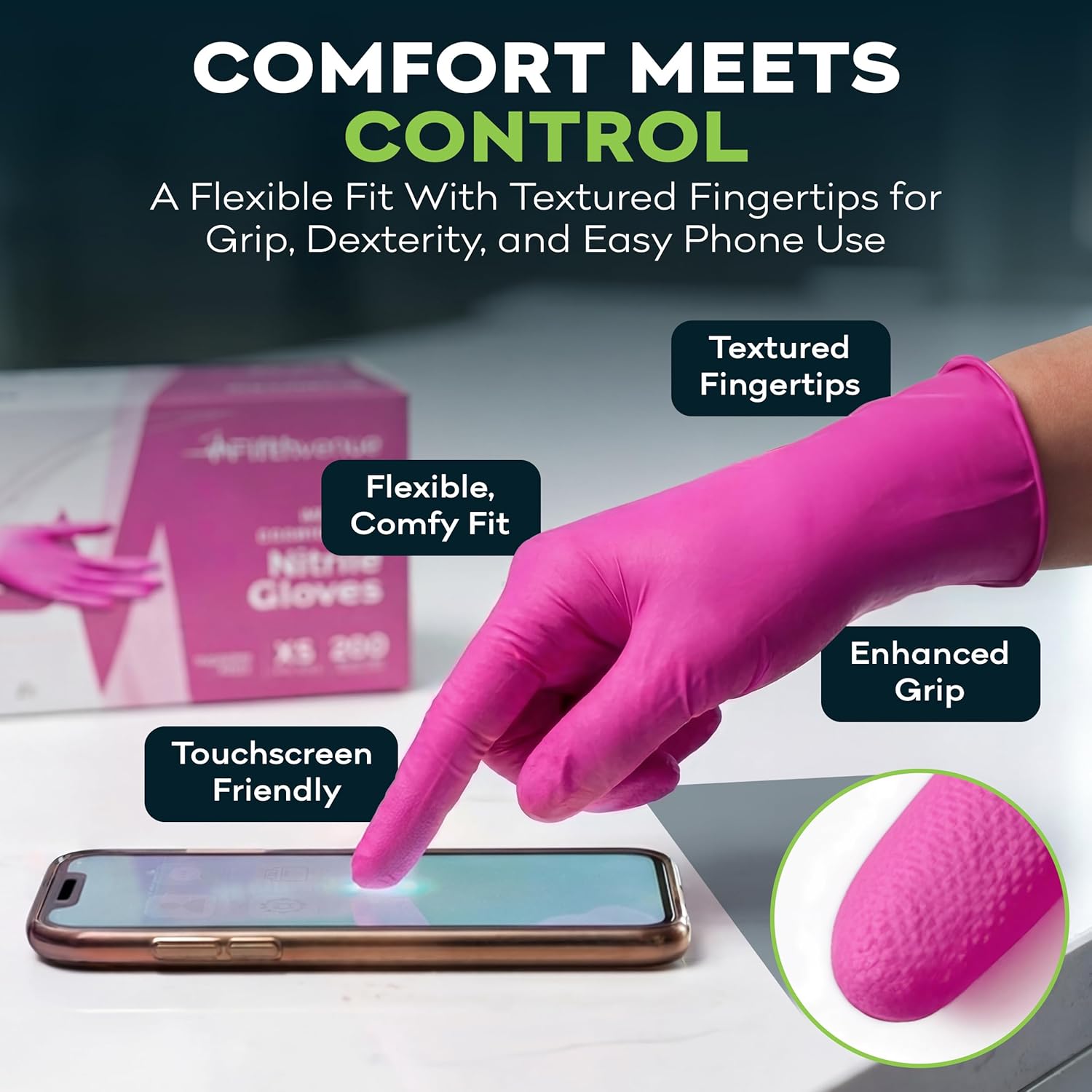 Fuchsia Hot Pink Nitrile Dispo - Exam Glove Nitrile recensie en prijs