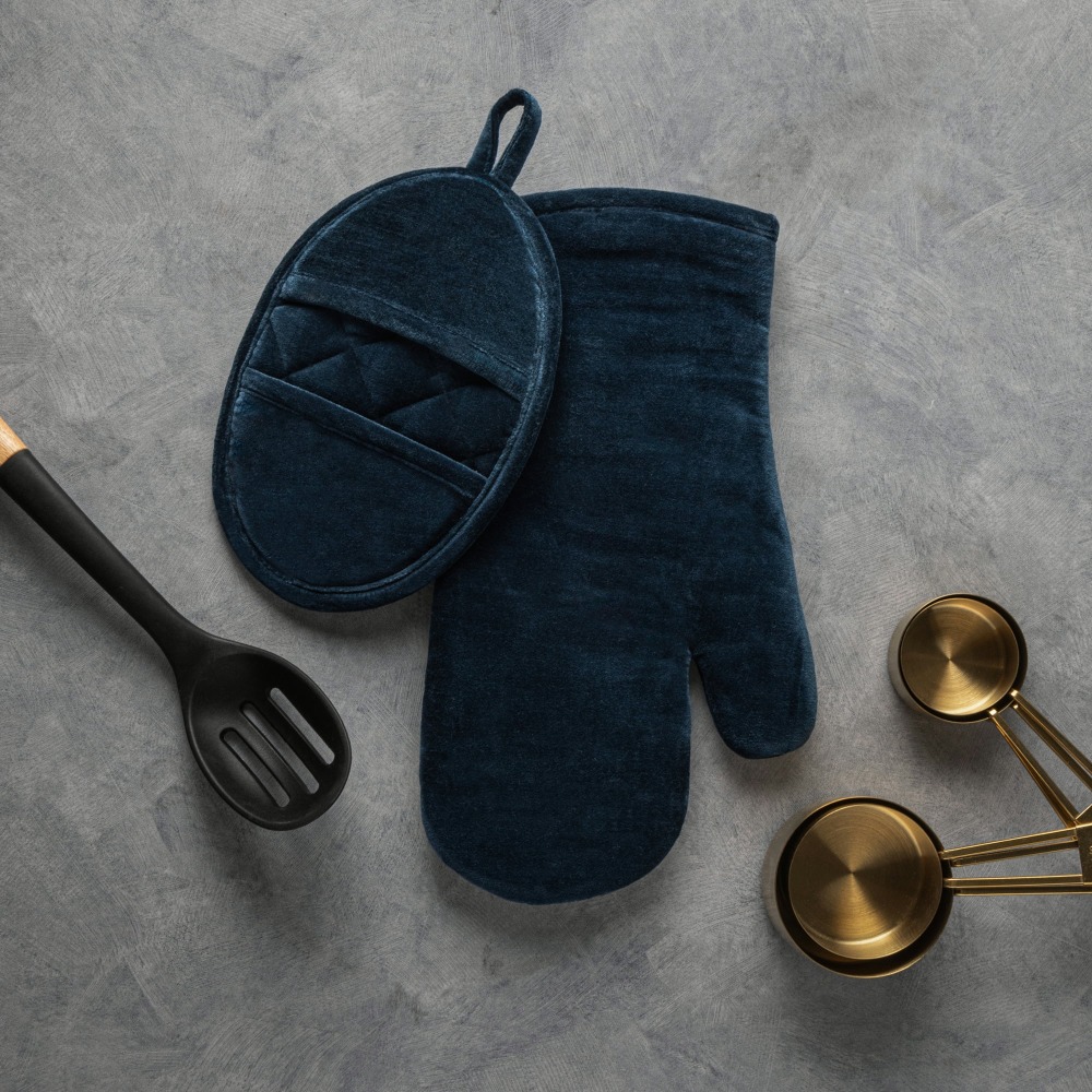 Velvet Blue 2-Piece Kitchen Ov - Heat Resistant Glove recensie en prijs