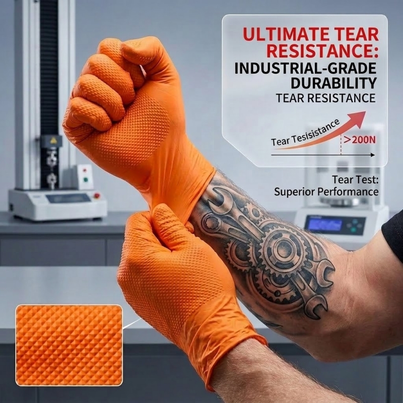 Heavy Duty Orange Nitrile Glov - Nitrile Mechanic Glove recensie en prijs