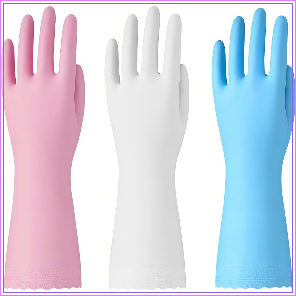 3 Pairs Non-Slip Waterproof Ki - Rubber Glove Cleaning recensie en prijs